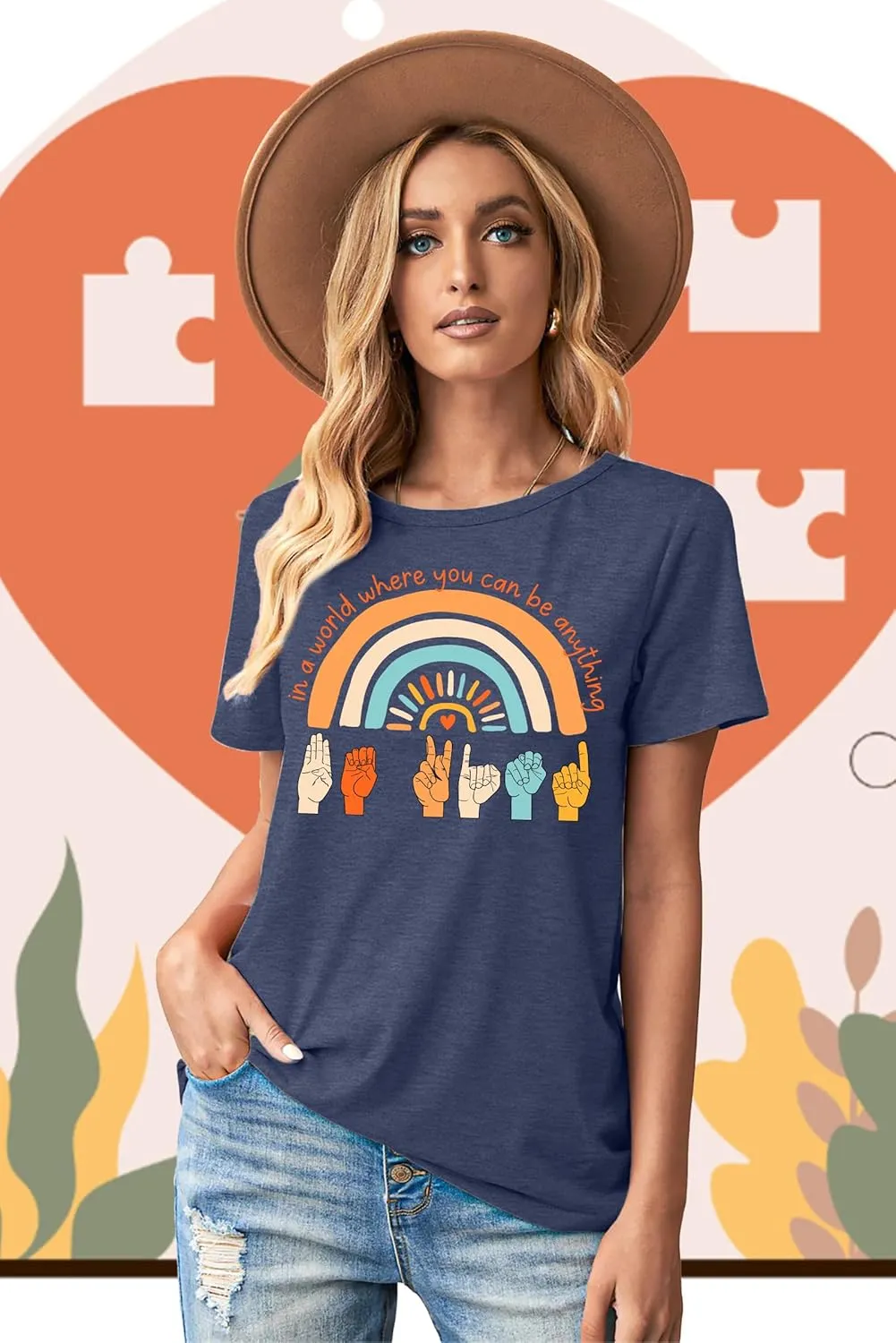 Be Kind Shirt Women Sign Language Hand Graphic Tee Shirts Kindness Rainbow Shirts Short Sleeve Inspirational Tee Tops