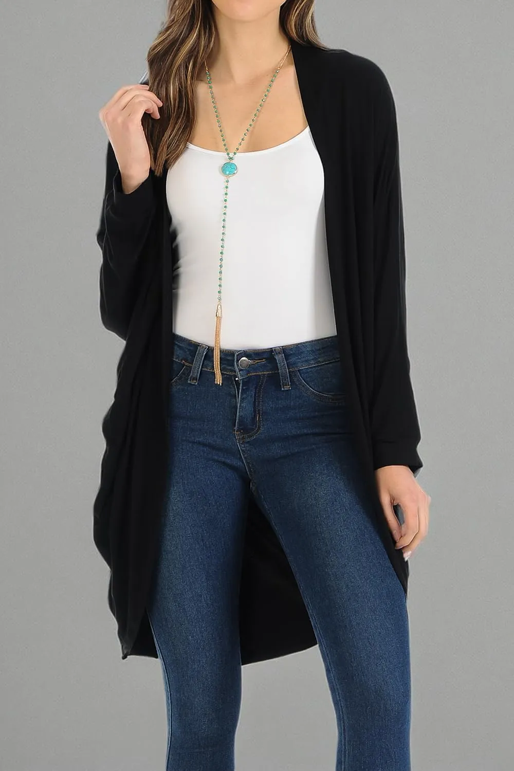 iconic luxe Women's Jersey Batwing Sleeve Cardigan