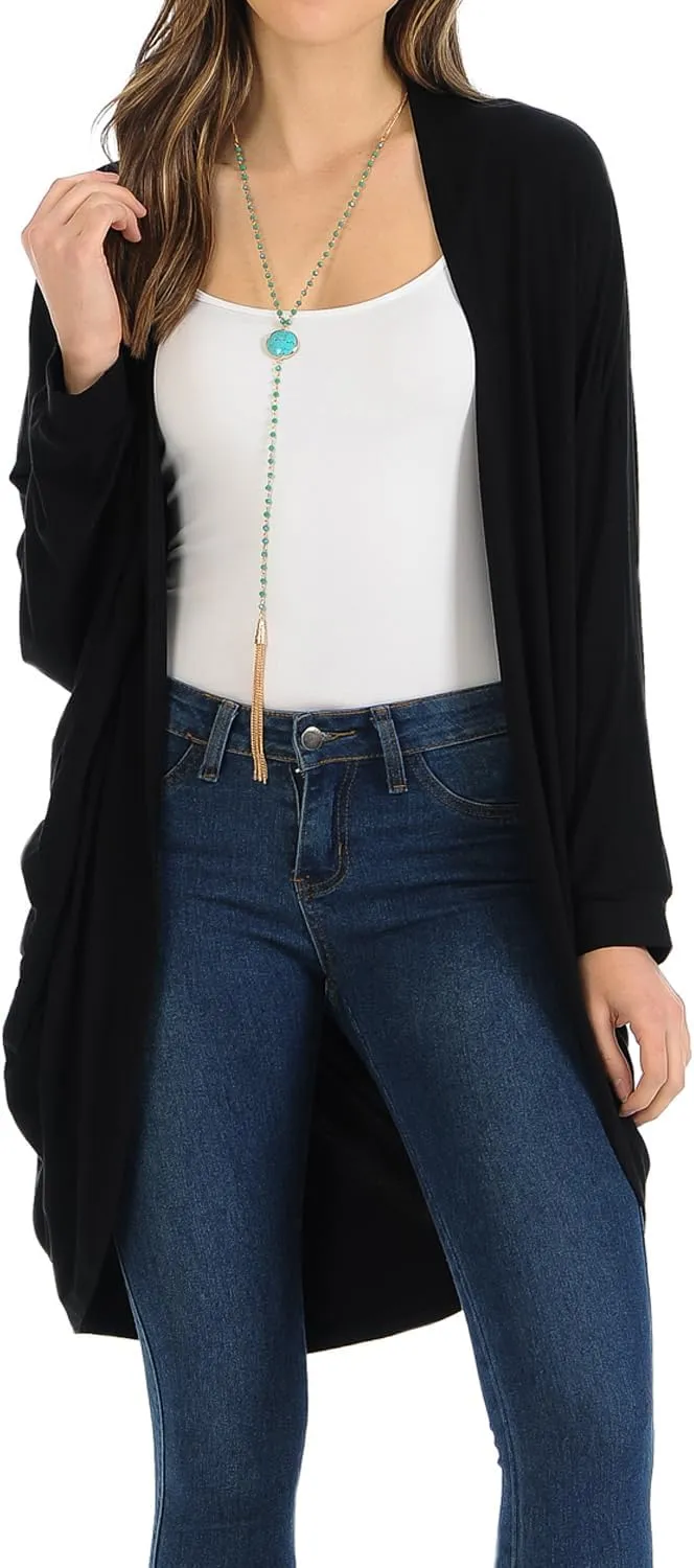 iconic luxe Women's Jersey Batwing Sleeve Cardigan