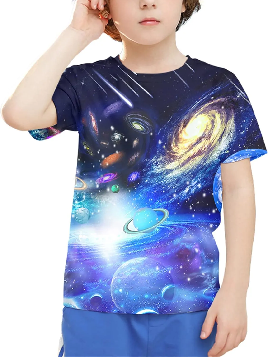 Linnhoy Kid Shirts 3D Graphic Printed Tees for Boys and Girls Novelty Fashion T-Shirts Unisex Casual Tops Size 6-16 Years