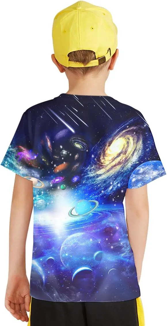 Linnhoy Kid Shirts 3D Graphic Printed Tees for Boys and Girls Novelty Fashion T-Shirts Unisex Casual Tops Size 6-16 Years