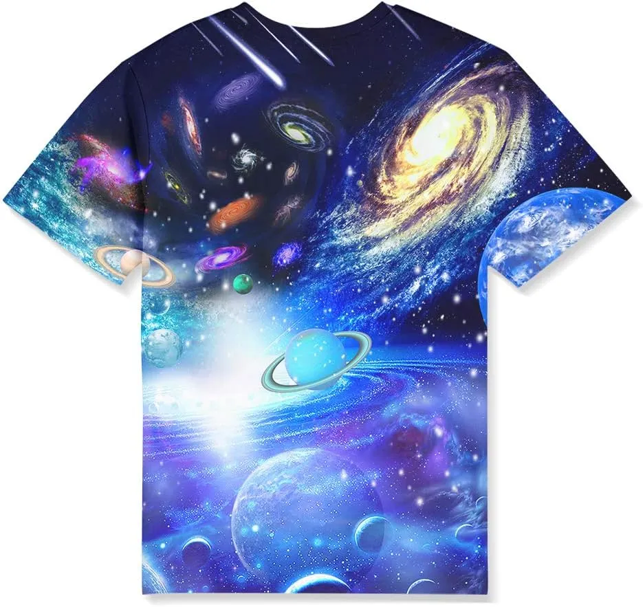 Linnhoy Kid Shirts 3D Graphic Printed Tees for Boys and Girls Novelty Fashion T-Shirts Unisex Casual Tops Size 6-16 Years