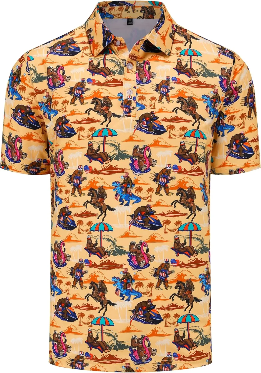 Mens Golf Polo Shirts Short Sleeve Performance Moisture Wicking Dry Fit Casual Print Funny Golf Polo Shirts for Men