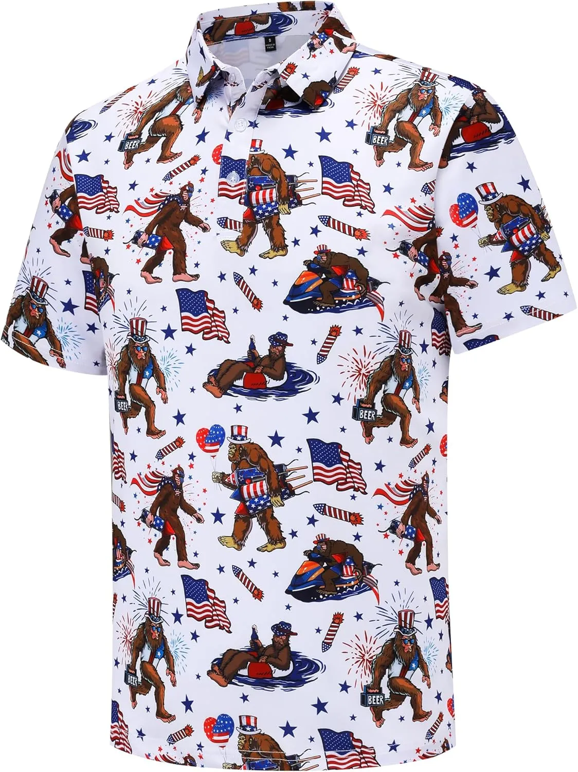 Mens Golf Polo Shirts Short Sleeve Performance Moisture Wicking Dry Fit Casual Print Funny Golf Polo Shirts for Men