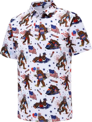 Mens Golf Polo Shirts Short Sleeve Performance Moisture Wicking Dry Fit Casual Print Funny Golf Polo Shirts for Men
