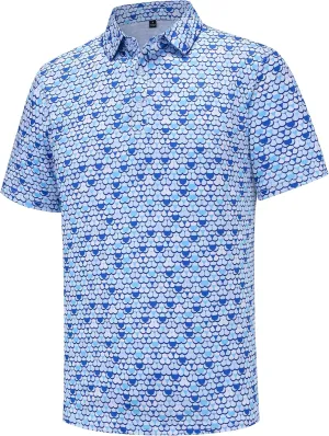 Mens Golf Polo Shirts Short Sleeve Performance Moisture Wicking Dry Fit Casual Print Funny Golf Polo Shirts for Men