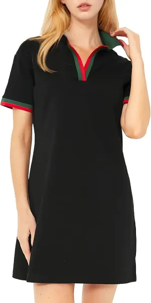 PEHMEA Women's Polo Dress Collared Short Sleeve V Neck Golf Tennis Casual Mini Summer Shirt Dresses with Pockets