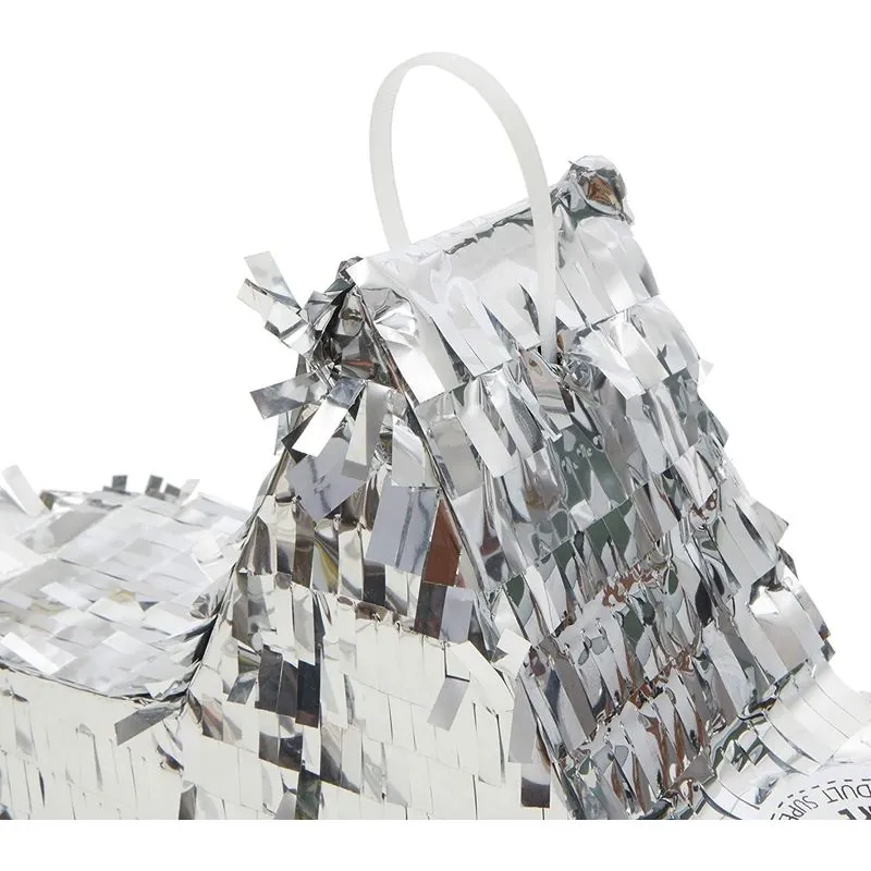 Small Silver Foil Star Pinata for Birthday Party (13 x 13 x 3 Inches)
