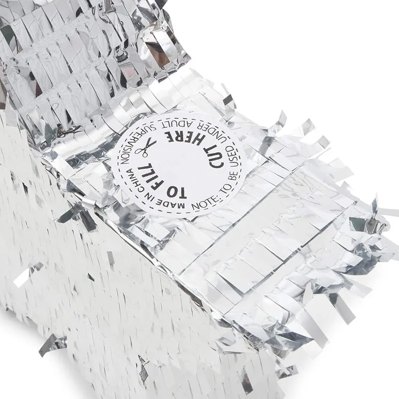 Small Silver Foil Star Pinata for Birthday Party (13 x 13 x 3 Inches)