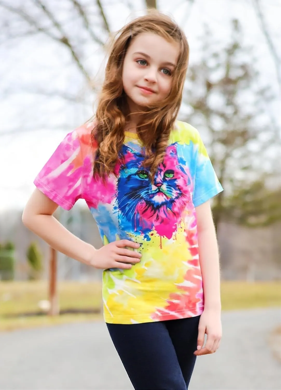 SunFoucs Girls Kids Shirts Size 5-12 Tie Dye Casual Tshirt Short Sleeve Crewneck Tee Top