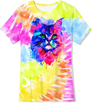 SunFoucs Girls Kids Shirts Size 5-12 Tie Dye Casual Tshirt Short Sleeve Crewneck Tee Top