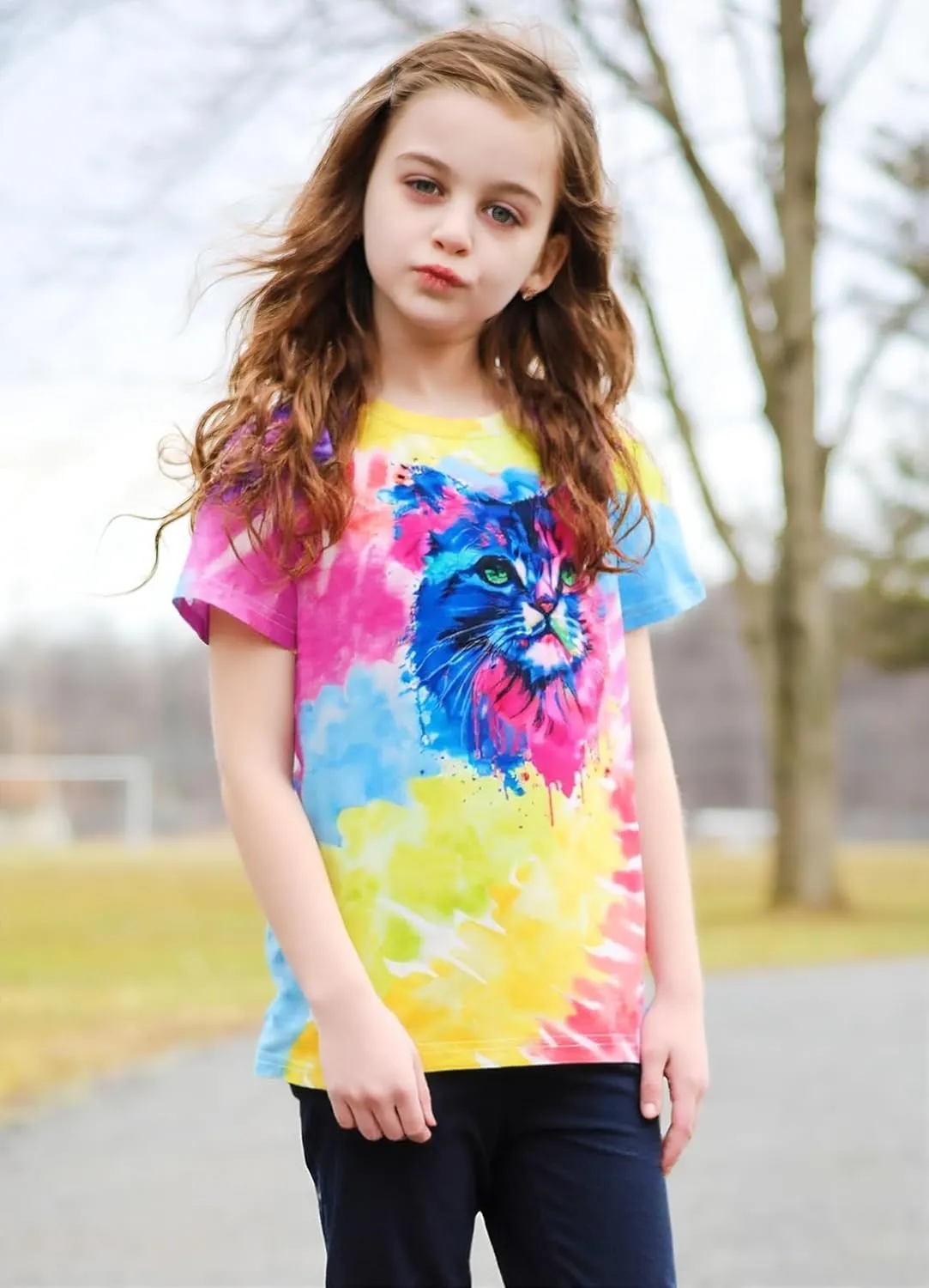 SunFoucs Girls Kids Shirts Size 5-12 Tie Dye Casual Tshirt Short Sleeve Crewneck Tee Top