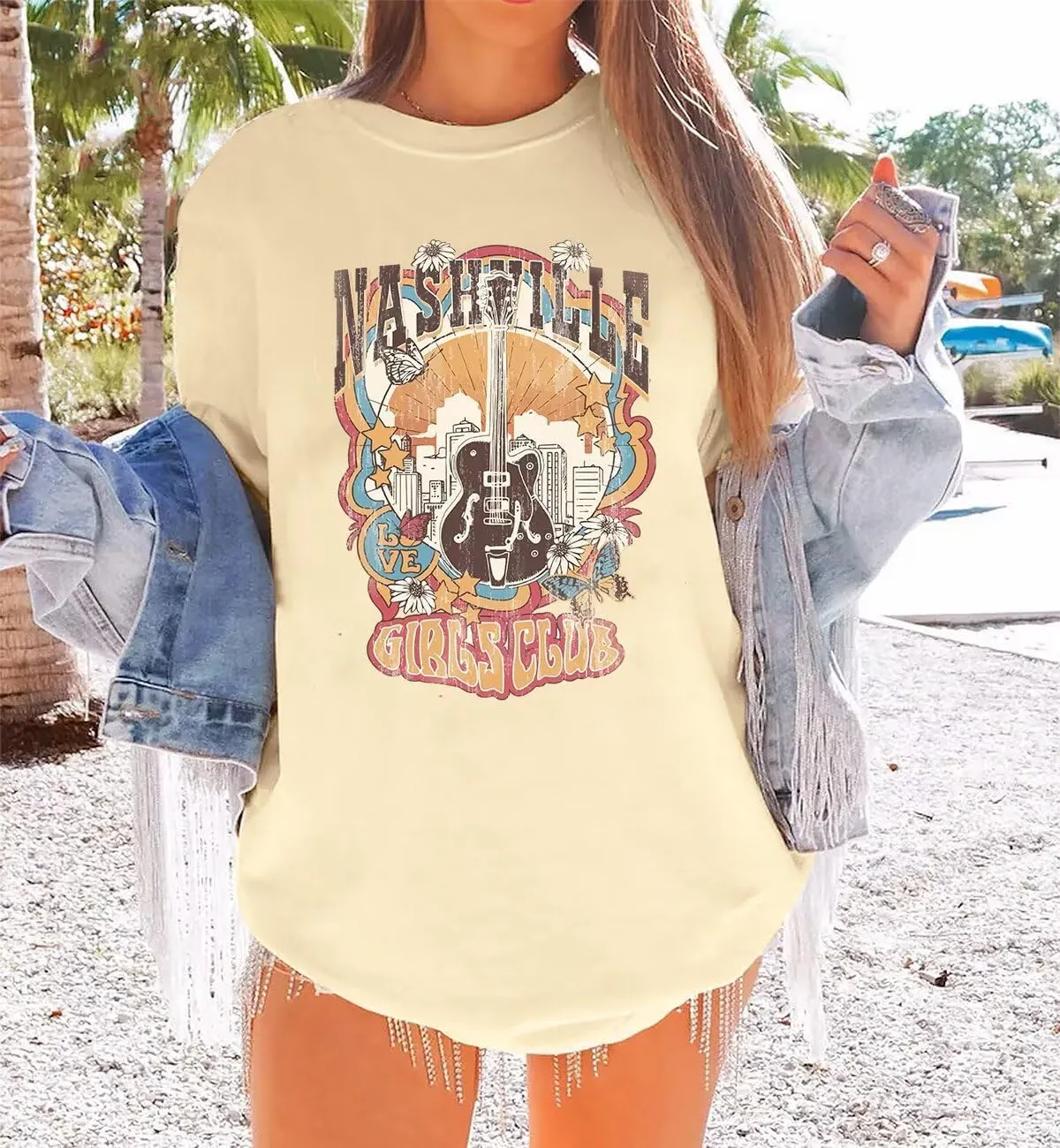 Women Vintage Country Music Shirt Retro Cow Skull Western Graphic T-Shirt Cute Cowgirl Tee Tops