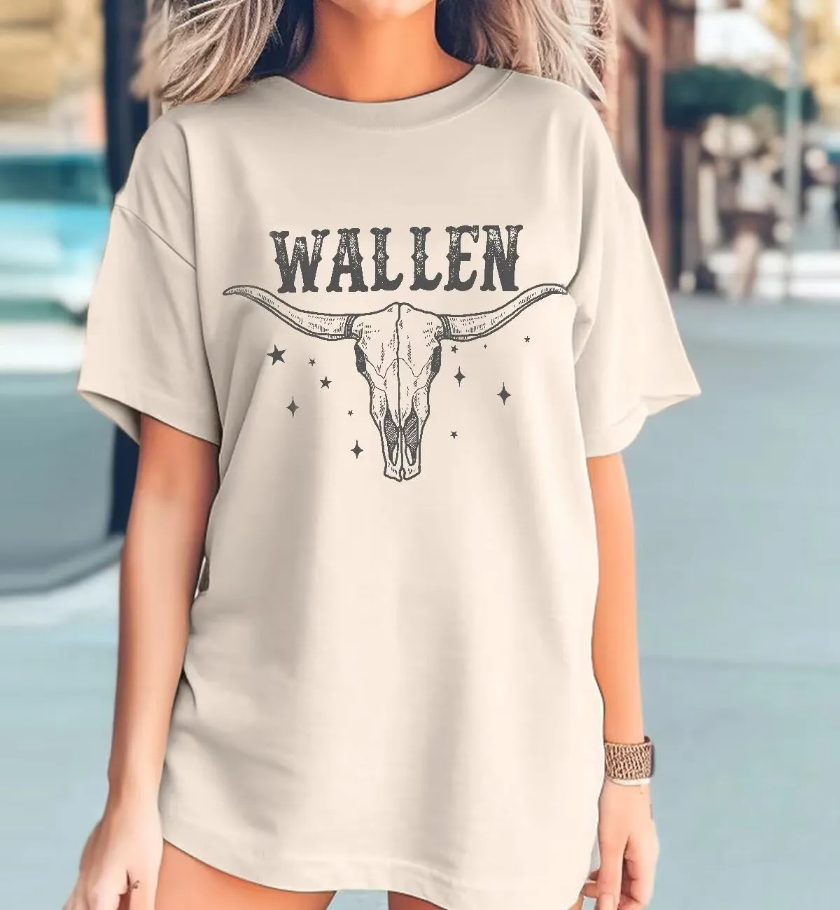 Women Vintage Country Music Shirt Retro Cow Skull Western Graphic T-Shirt Cute Cowgirl Tee Tops