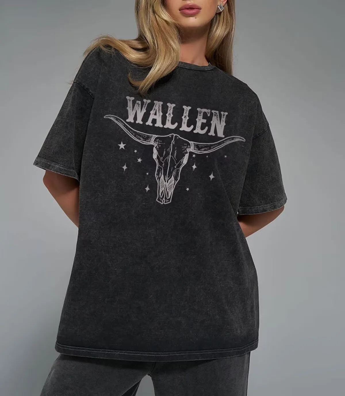 Women Vintage Country Music Shirt Retro Cow Skull Western Graphic T-Shirt Cute Cowgirl Tee Tops
