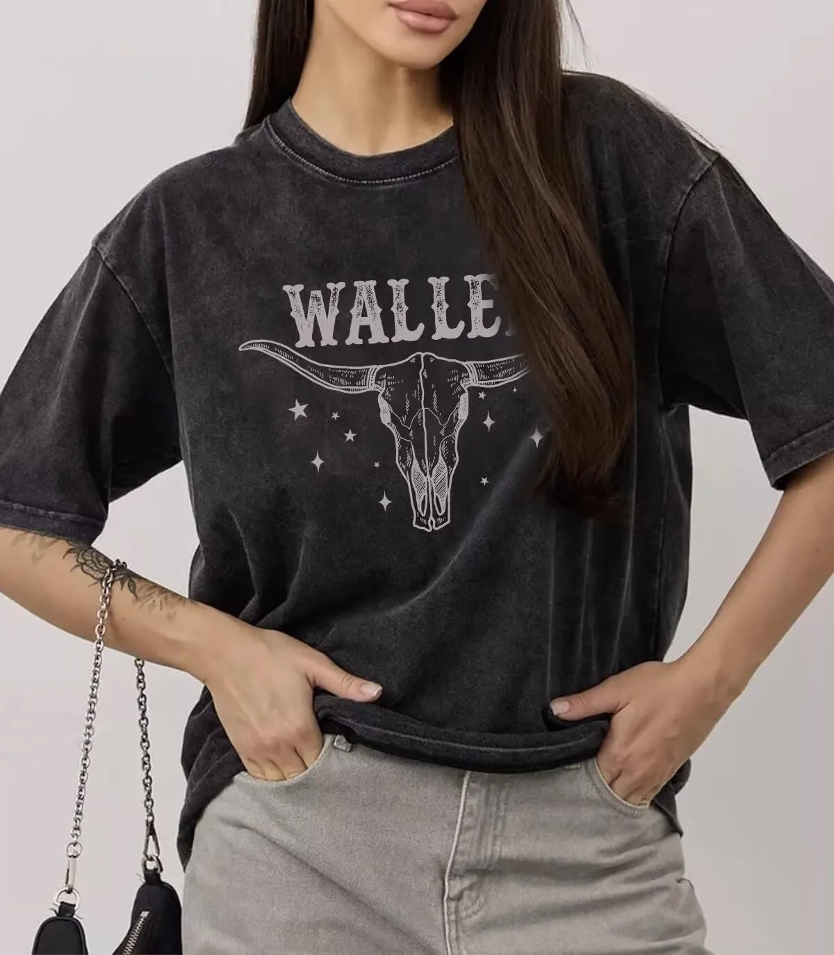 Women Vintage Country Music Shirt Retro Cow Skull Western Graphic T-Shirt Cute Cowgirl Tee Tops