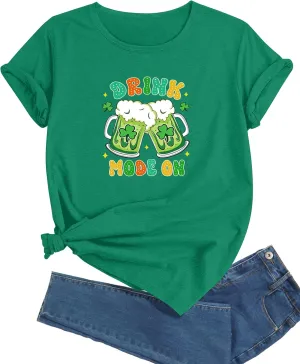 Womens St Patricks Day T-Shirts Funny Graphic Irish 4 Leaf Clover Tops Tee for Women