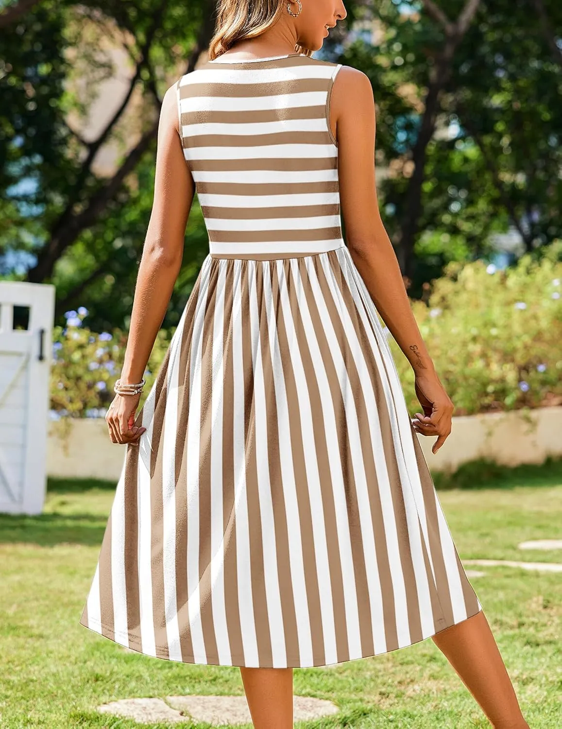 Zeagoo Women's Summer Tank Midi Dress with Pockets Sleeveless A-Line Dress Casual Floral T-Shirt Dress Flowy Beach Sundress