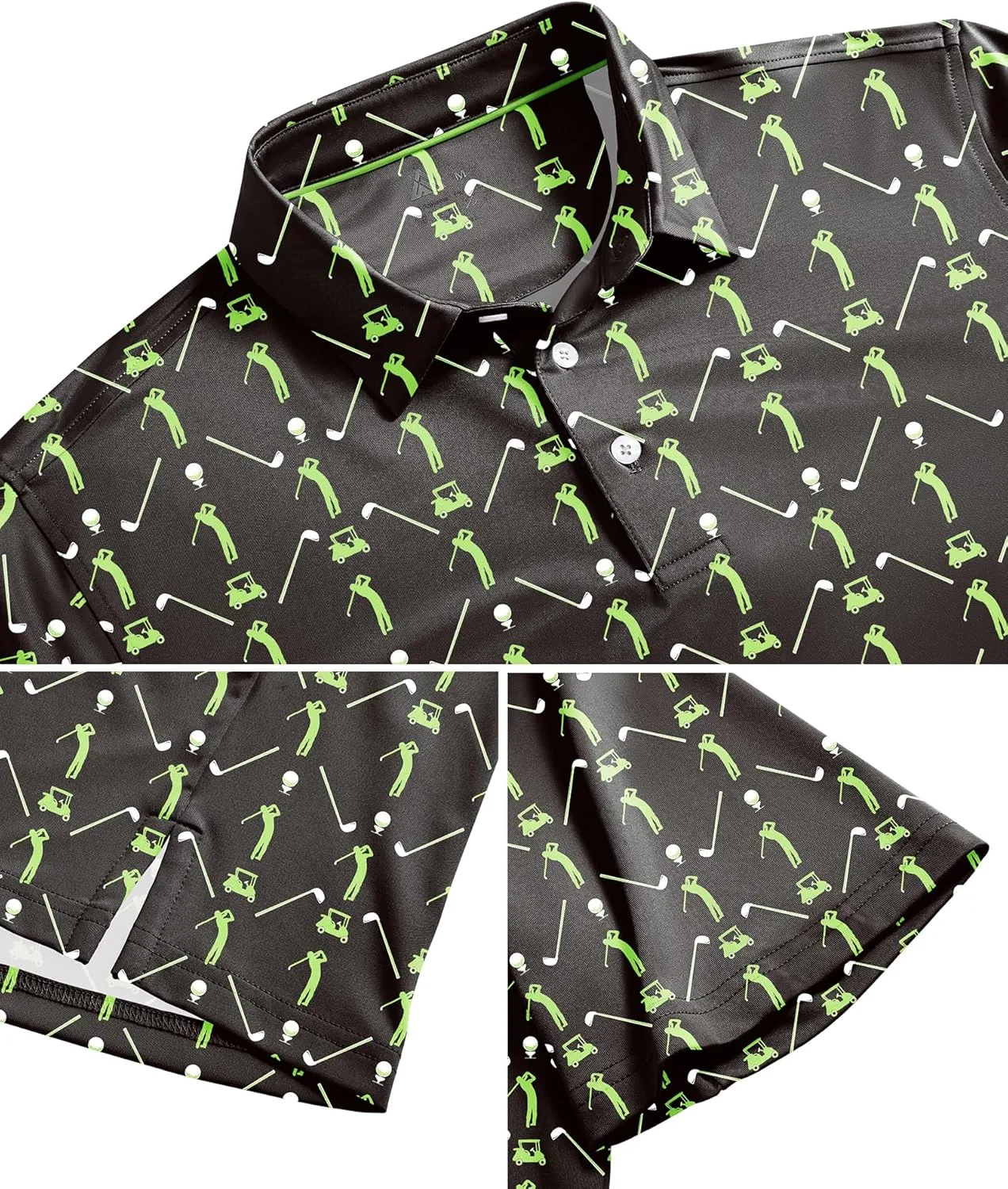 ZITY Mens Golf Shirts Short Sleeve Print Patterns Performance Moisture Wicking Polo Shirt
