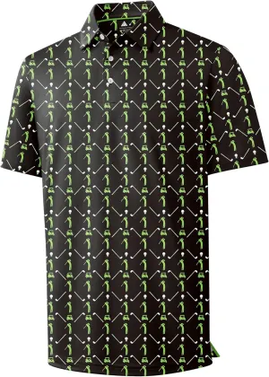 ZITY Mens Golf Shirts Short Sleeve Print Patterns Performance Moisture Wicking Polo Shirt