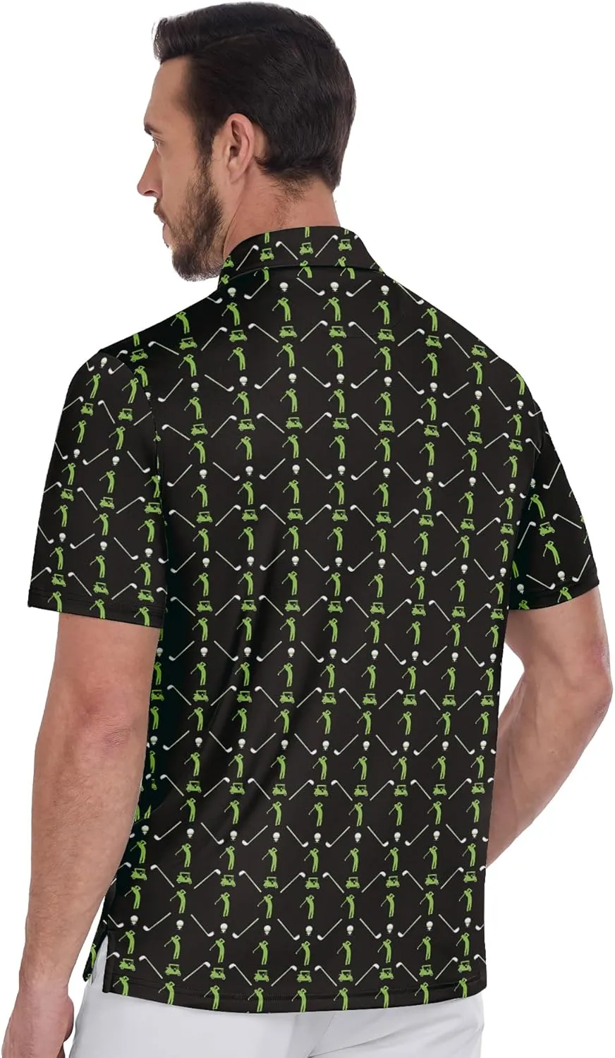 ZITY Mens Golf Shirts Short Sleeve Print Patterns Performance Moisture Wicking Polo Shirt