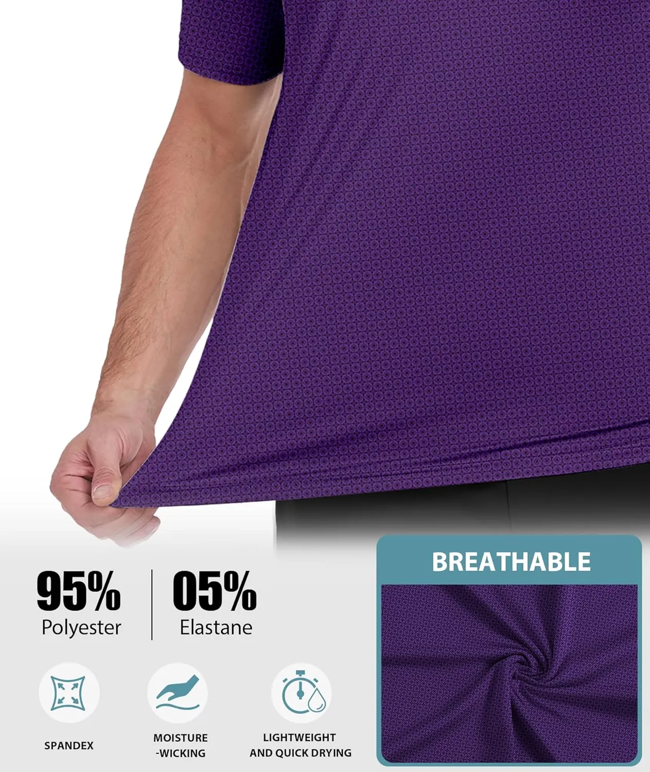 ZITY Mens Golf Shirts Short Sleeve Print Patterns Performance Moisture Wicking Polo Shirt