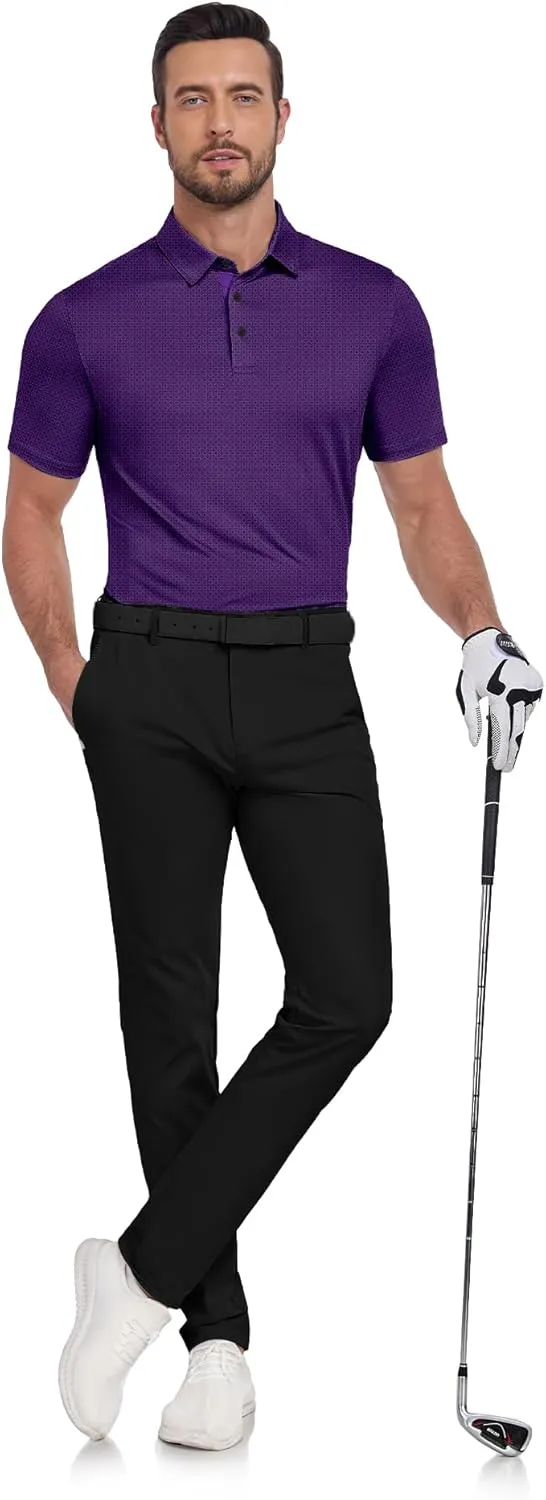 ZITY Mens Golf Shirts Short Sleeve Print Patterns Performance Moisture Wicking Polo Shirt